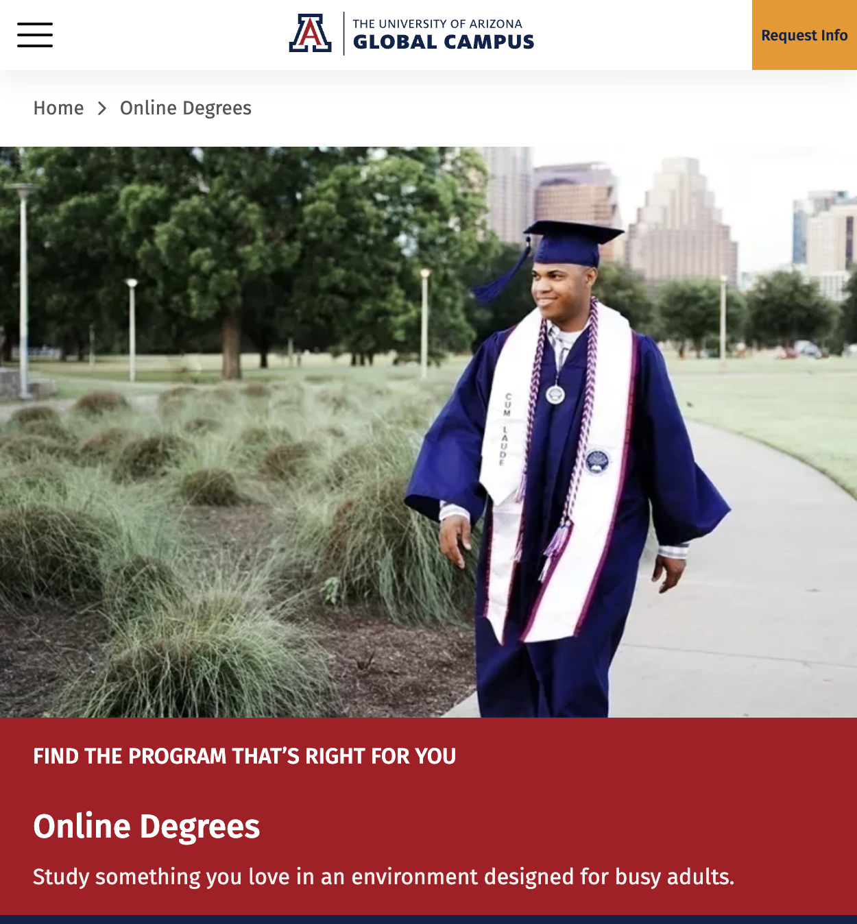 Online Degrees page