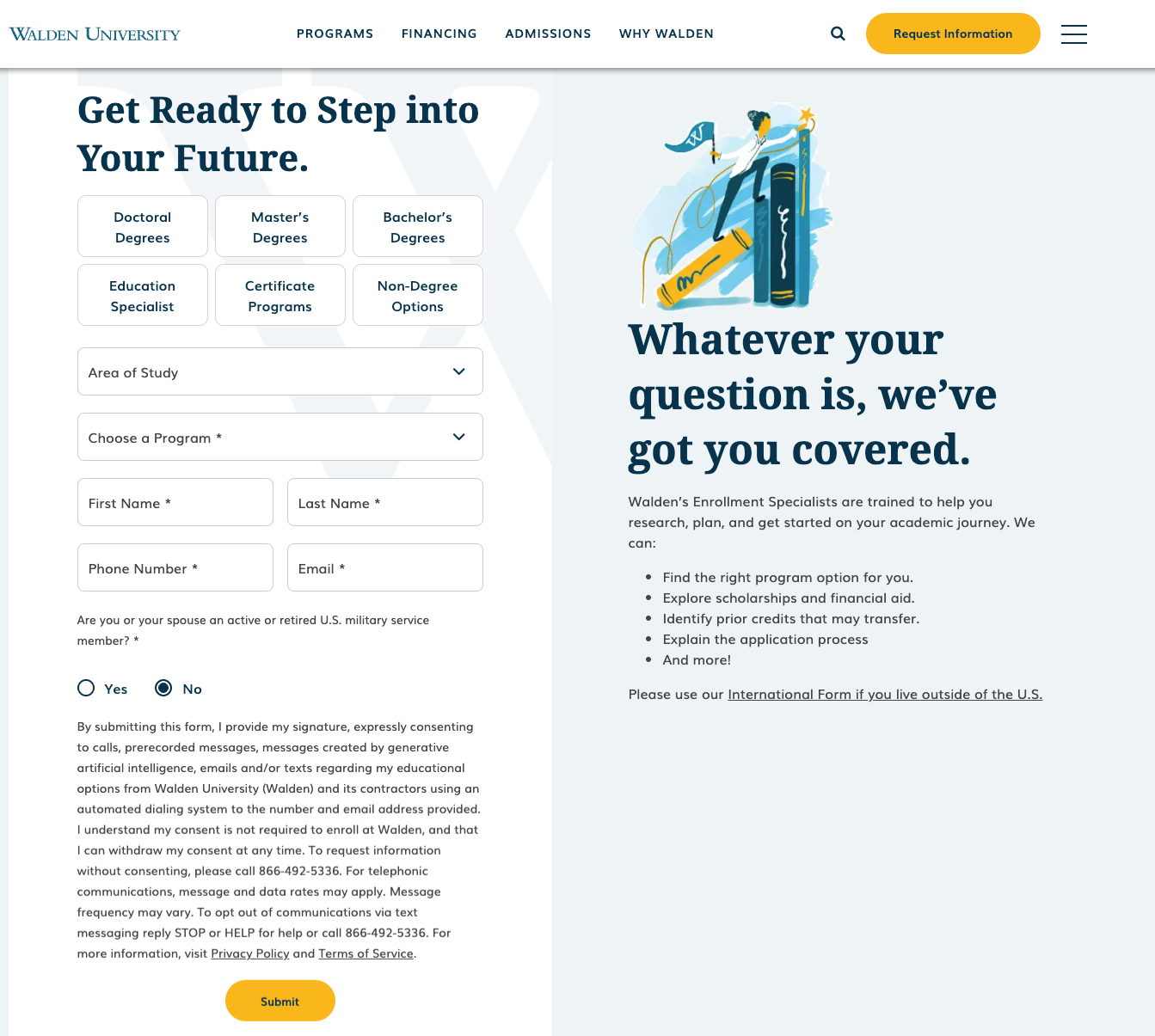 Walden University Request for Information Form